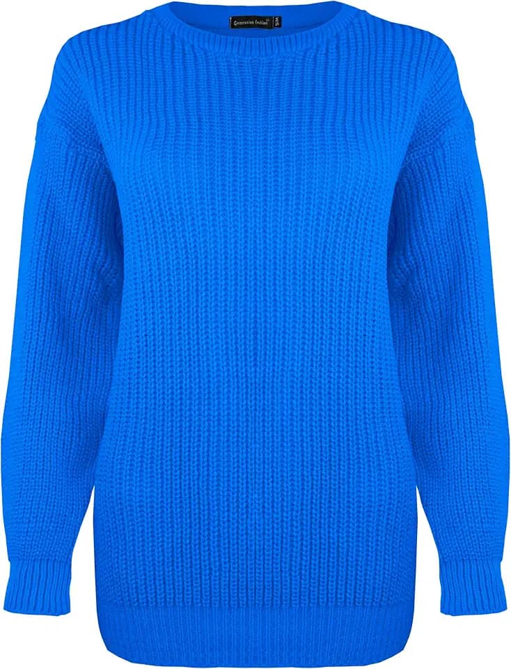 Generation Fashion Langärmeliger Strickpullover für Damen, übergroßer Pullover, Rundhalsausschnitt