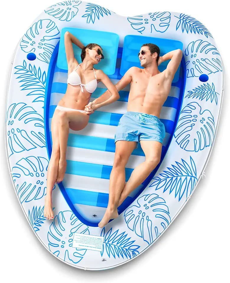 Large Pool Floats for Adults - Heart-Shaped Inflatable Tanning Pool Lounger Float | Inflatable Pool for Adults (XXL-87x67’’)