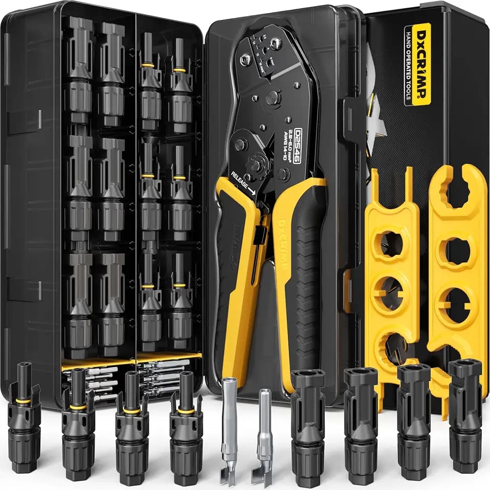 Solar Crimping Tool Kit, 8 Pairs Solar Connectors 14-10 AWG Crimper