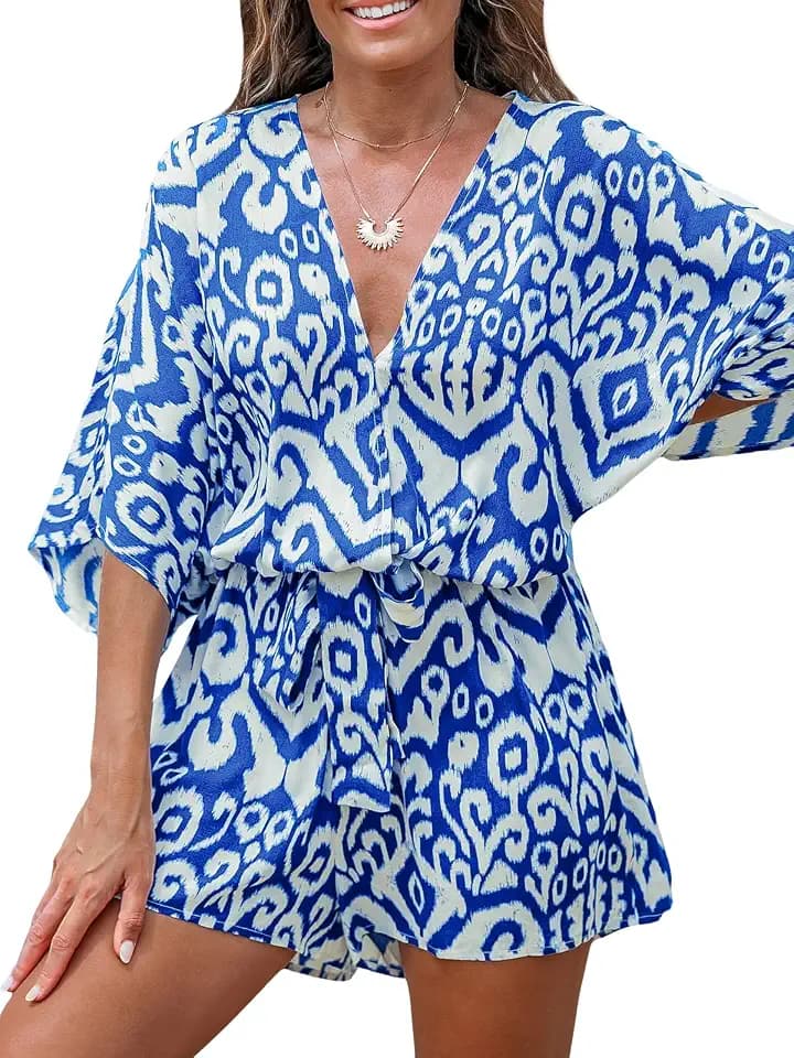 CUPSHE Summer Rompers for Women 2026 V Neck Beach Outfits