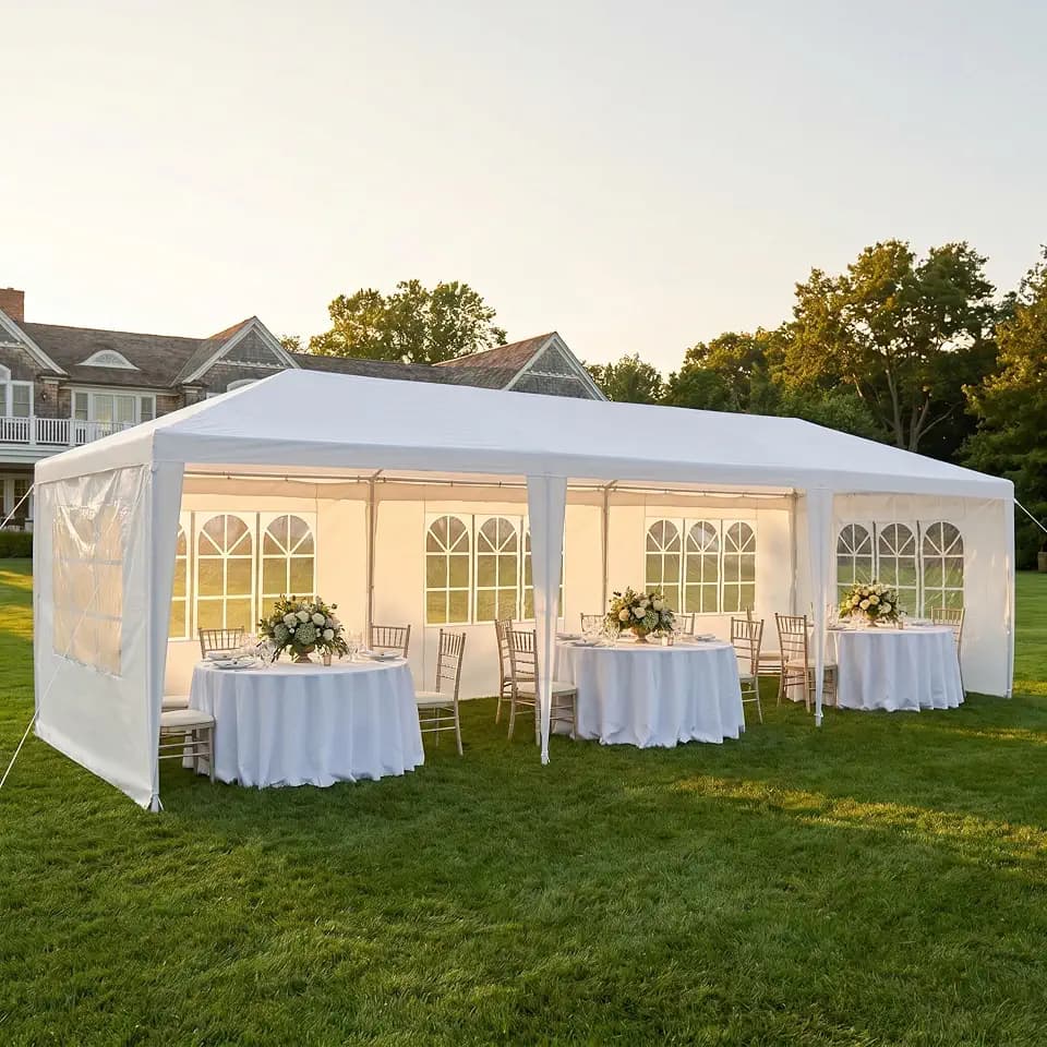 10x30 Canopy Tent Party Tent with 5 Sidewalls, White