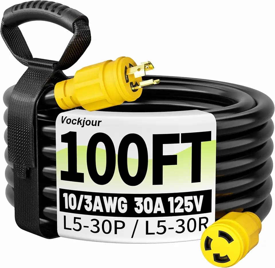 Vockjour 100FT L5-30P/L5-30R 30 Amp Generator Extension Cord, ETL Listed