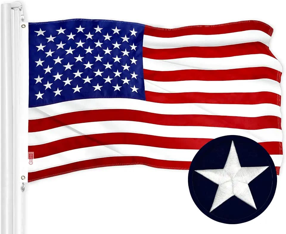 G128 American USA Flag | 2x3 Ft | ToughWeave Series Embroidered 210D Polyester | Country Flag, Embroidered Stars, Sewn Stripes, Indoor/Outdoor, Vibrant Colors, Brass Grommets