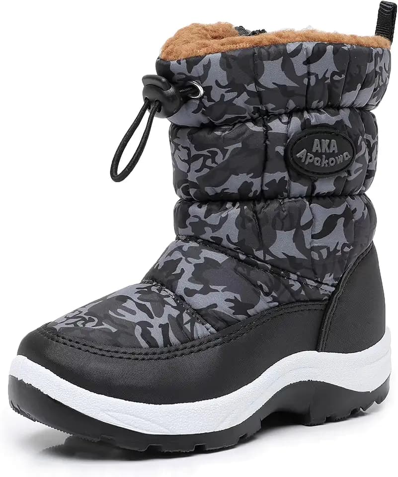 Apakowa Kids Boys Girls Winter Snow Boots Toddler/Little Kid