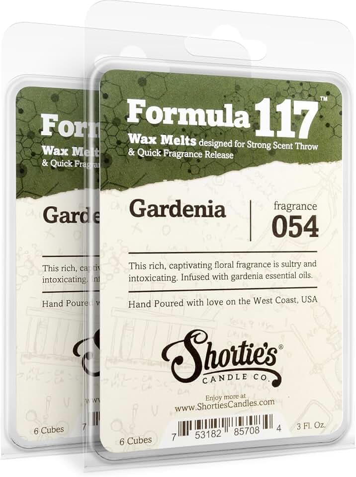 Shortie's Candle Company Pure Gardenia Premium Wax Melts 2 Pack - 6 Oz., Strong & Long Lasting, Non-Toxic - Made with Essential & Natural Oils - Formula 117