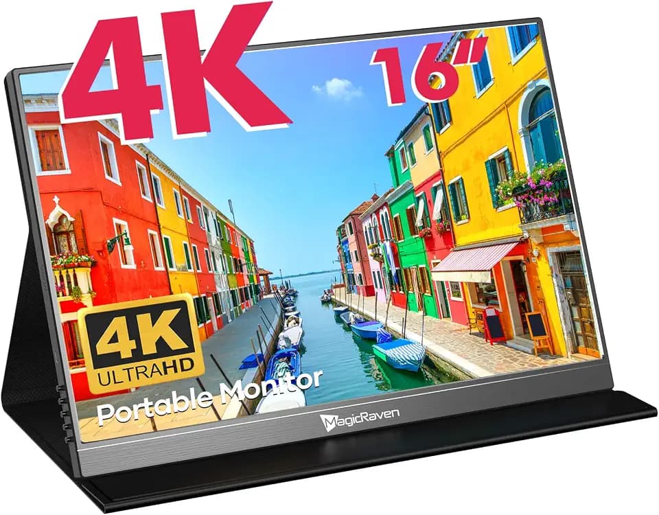 MAGICRAVEN 4K Portable Monitor, 16" 3840x2400 IPS Laptop Screen, 1500:1, 400 Nits Screen USB C HDMI Computer Gaming Display with Speakers & Smart Cover, Travel Monitor for PC Phone PS5/4 Xbox Switch