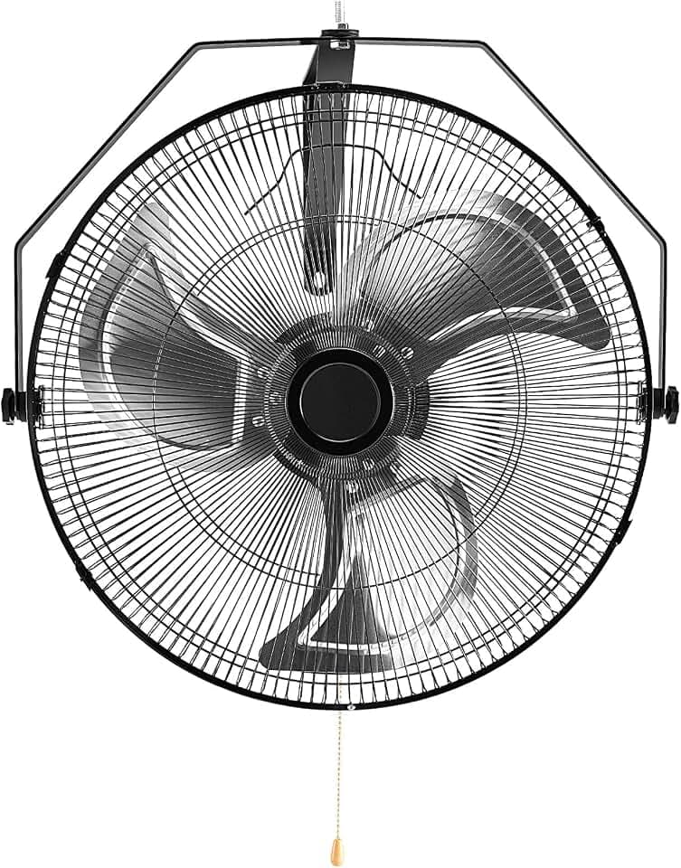 OLIXIS 18 Inch Wall Mount Fan, 2600 CFM, 3-Speed High Velocity Fan, Vertical & Horizontal Adjustable Tilt for Industrial, Commercial, Warehouse, Greenhouse, Black