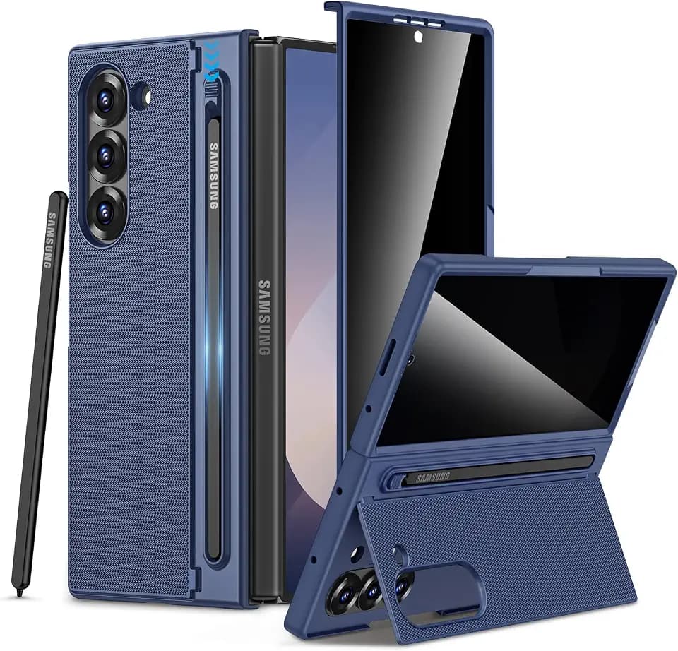 Maxdara for Samsung Z Fold 6 Case with Privacy Screen Protector, Blue