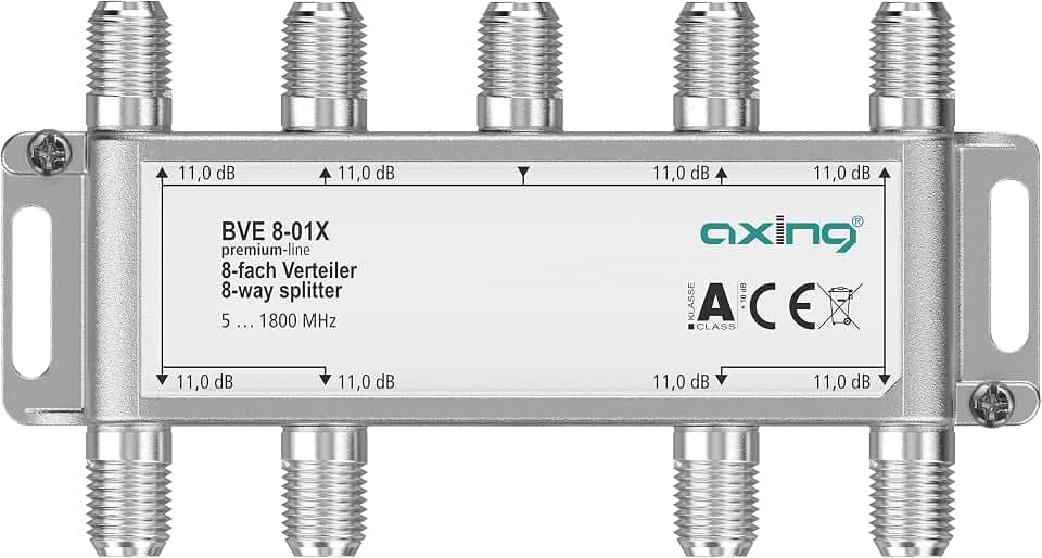Axing BVE 8-01X 8-Fach Verteiler 11 dB 5-1800 MHz TV Data Internet Kabelfernsehen