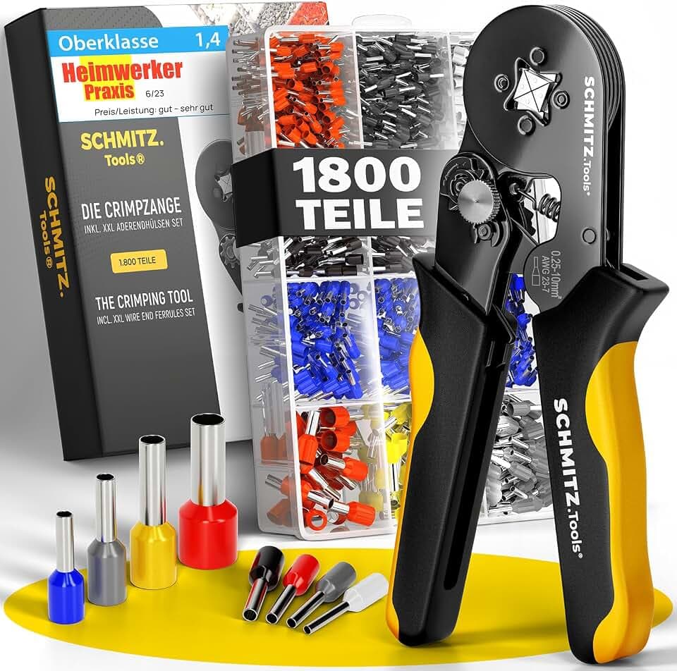 SCHMITZ.Tools Crimpzange mit 1.800 Aderendhülsen Set - Geprüfte Qualität