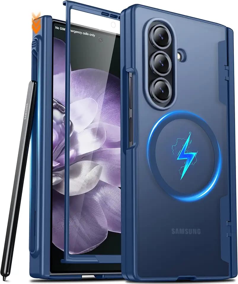 Oneagle Magnetic for Samsung Galaxy Z Fold 7 Case Built in Screen Protector Translucent [Fit for MagSafe] [S Pen Holder Slot] [Hinge Protection] MIL-Grade Shockproof Matte Case for Galaxy Z Fold 7