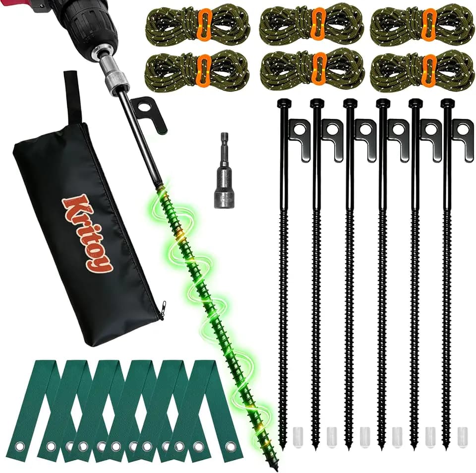 Tree Stakes Kits, 6 PCS 12" Heavy Duty Steel Tree Stakes and Supports Kits
