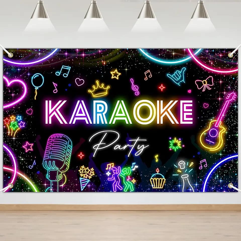 Mocsicka Karaoke Party Decorations Banner 6x3.6ft