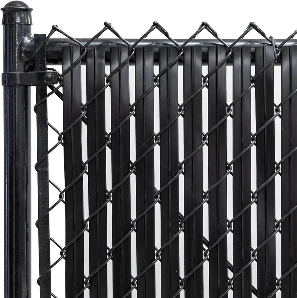 Privacy Fence Slats, Chain-Link Bottom Lock, Black, 8ftx10ft