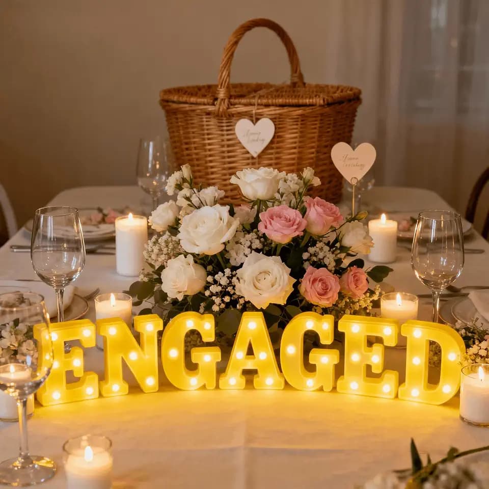 Engagement Party Decorations – Engaged LED Letter Lights and Neon Marquee Signs for Indoor and Outdoor Wedding Celebrations, Ideal for Engagement Announcements, Bridal Showers, and Proposal Events