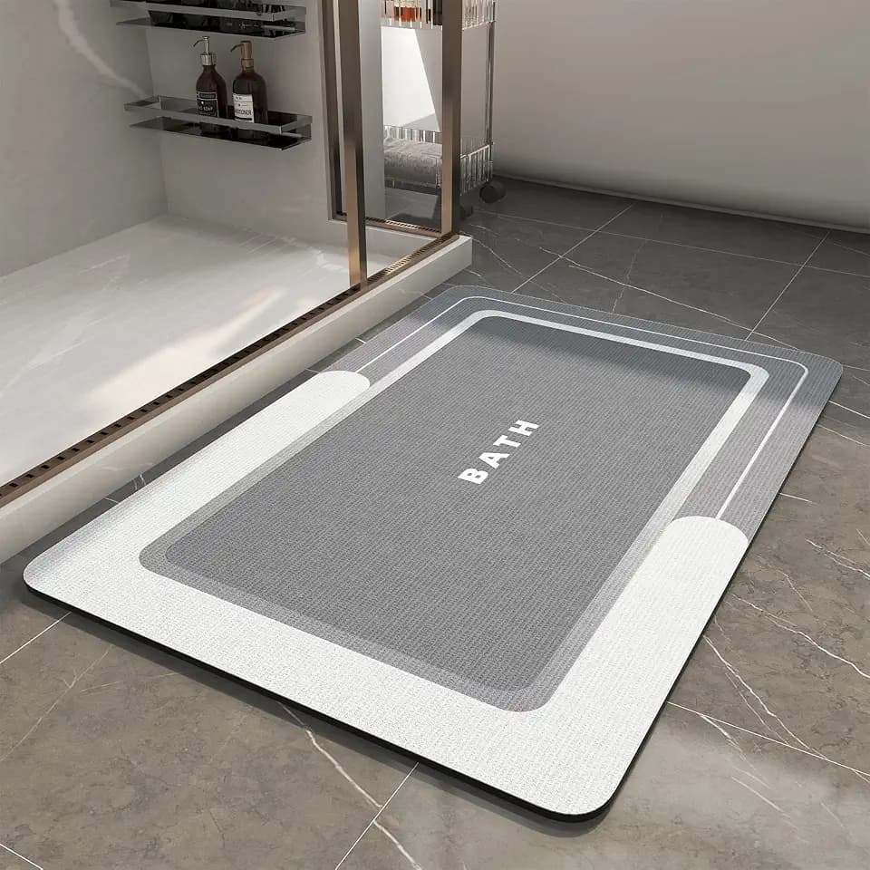 MontVoo-Bath Mat-Bathroom Mat Rug Non Slip Super Absorbent Stain Resistant Quick Dry Thin Bath Rug-Bath Mats for Bathroom Floor Bathtub Vanity-Bathmat Bath Rug Easy Care-17"x27" Grey