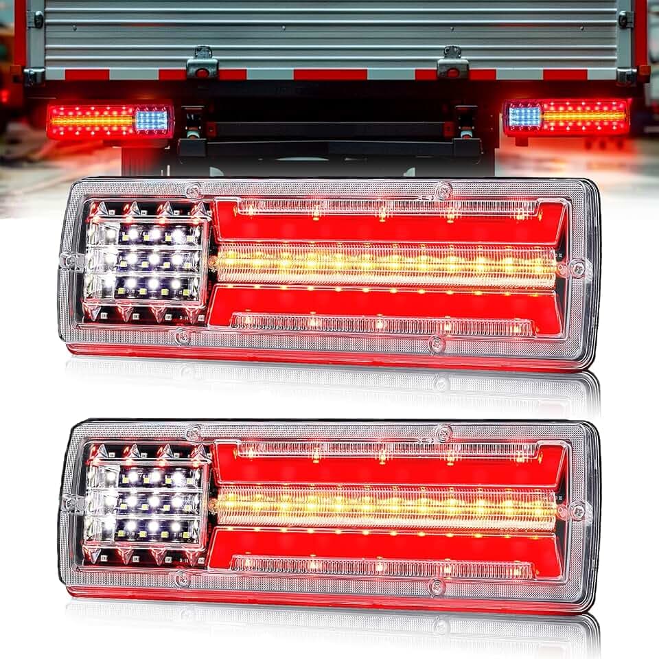 Ourbest Truck Trailer RV Tail Lights, Reverse | Tail | Stop | Turn Signal Brake Stop Light 11inch for Flatbed Camper Boat Trailers Construction Vehicles Caravans Snowplow (24V)