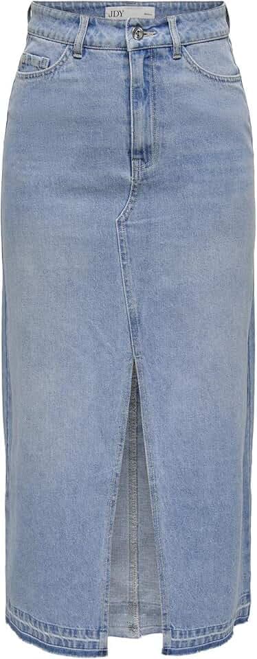 JDY Damen Midi Jeans Rock JDYBella Long Damenrock mit Schlitz