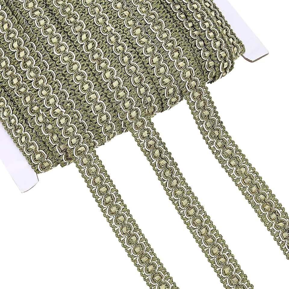 PH PandaHall 25 Meter Oliv Grün Gimp Borte Besatz für Nähen 17mm Breite Polyester Vintage Dekoratives Bänder Stoff für DIY Handwerk Kostüm Heim Dekoration Vorhang Dekor Bastelprojekte