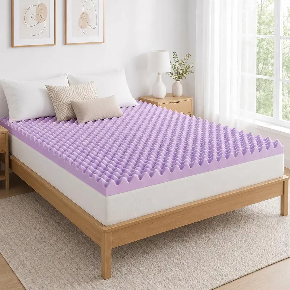 2 Inch Egg Crate Memory Foam Mattress Topper Twin, Pressure Relief
