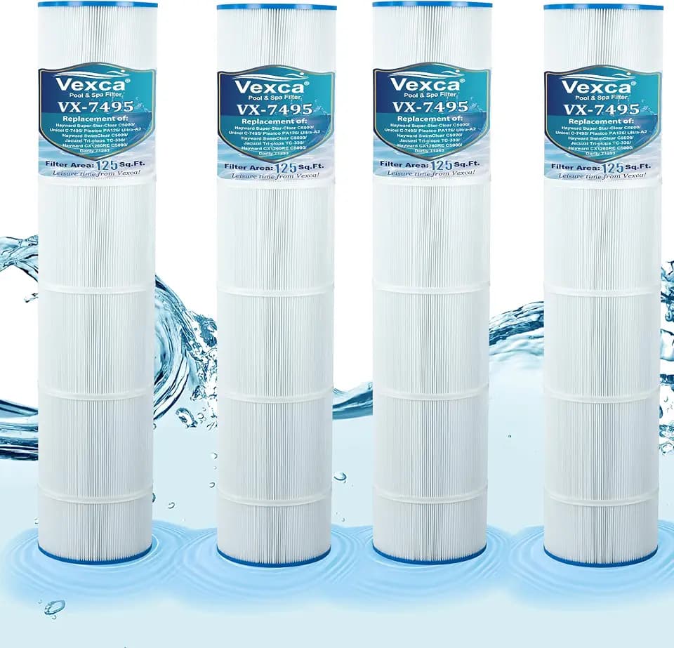 Pool Filter Cartridge Compatible with Unicel C-7495, Pleatco PA126, Filbur FC-1296, Hayward C5000, CX1260, AK-60551, Ultra-A2, 125 Sq.Ft, 4 Pack