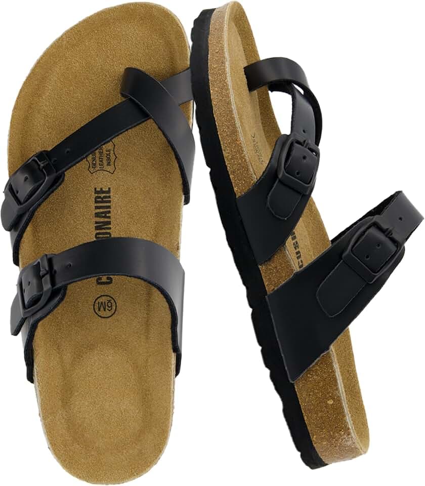 CUSHIONAIRE Luna Cork Footbed Sandals for Women with Crossover Straps