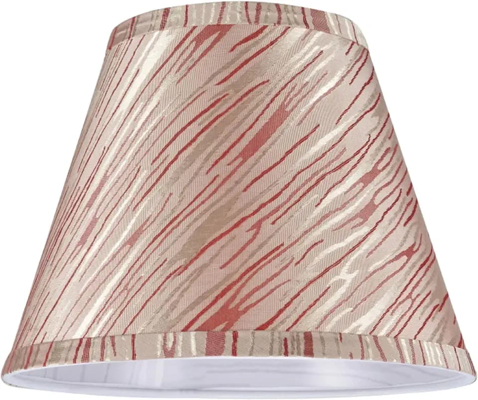 Aspen Creative 32176A Transitional Hardback Empire Shape Spider Construction Lamp Shade in Off-White with Red Striping, 9" wide (5" x 9" x 7")
