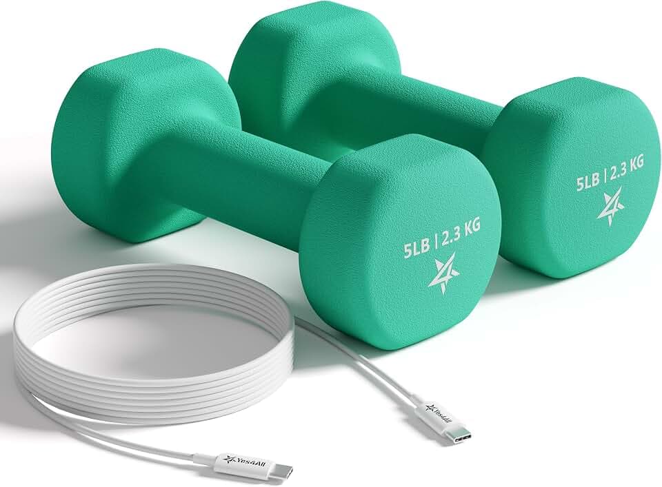 Yes4All Neoprene Dumbbells, Pairs and Sets with Rack for Home Workouts