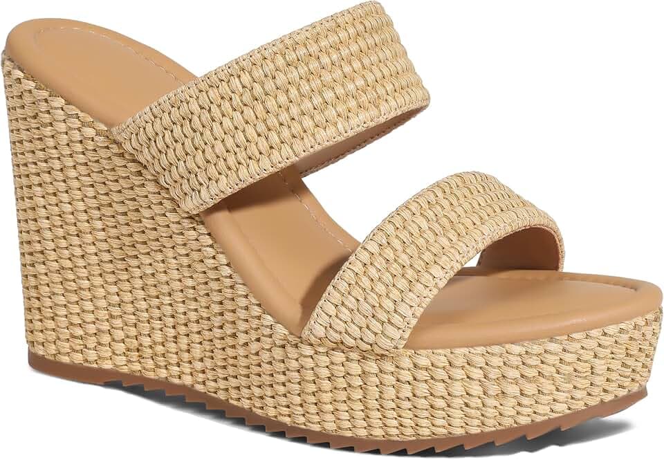 mikarka Slip-On Wedge Sandals for Women: Platform Espadrilles Wedges Heels