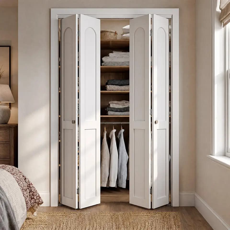 48" x80" Bifold Door, Hardware kit Included,Paintable for Pantry