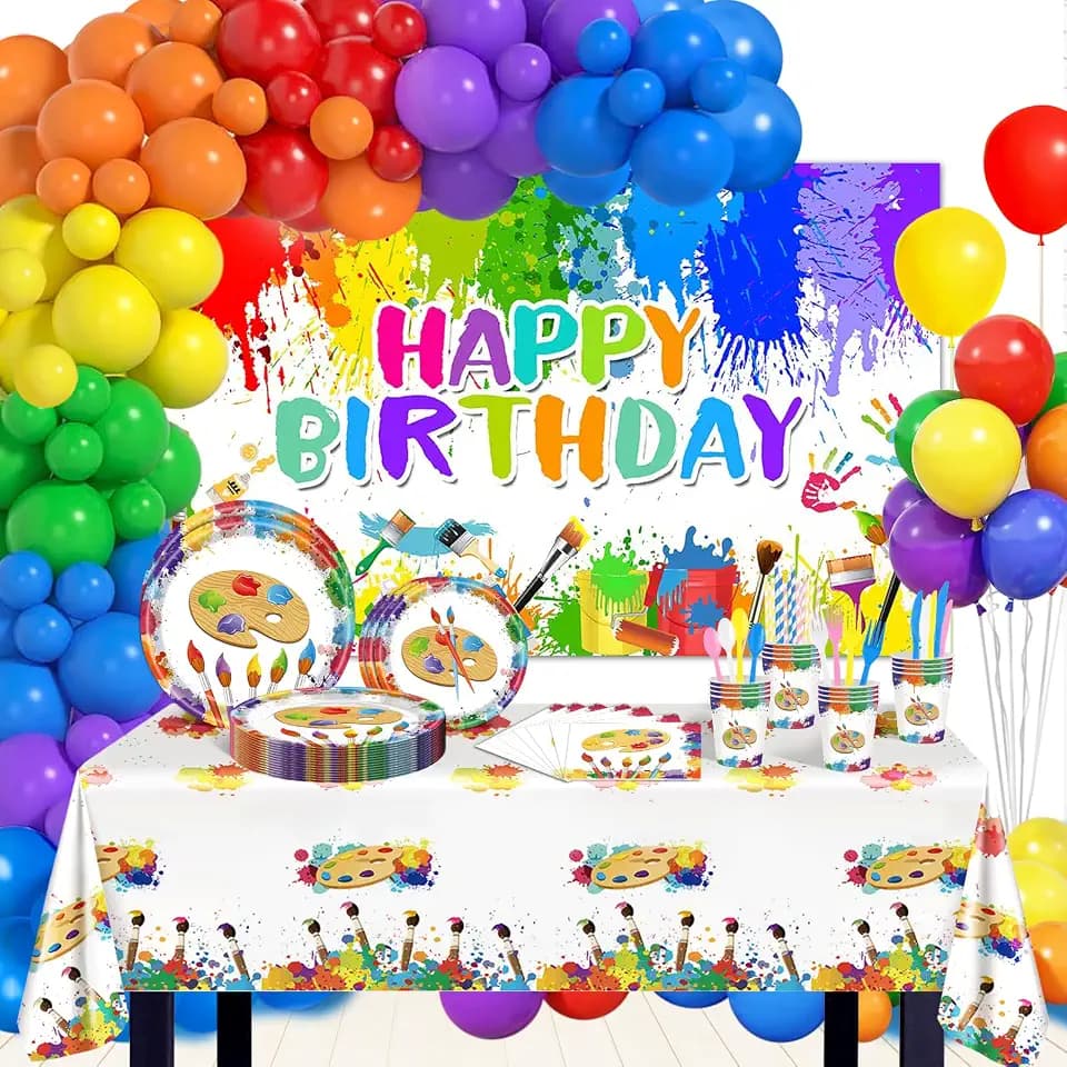 300 Pcs Paint Party Decorations for Art Lovers & Kids, Serves 24