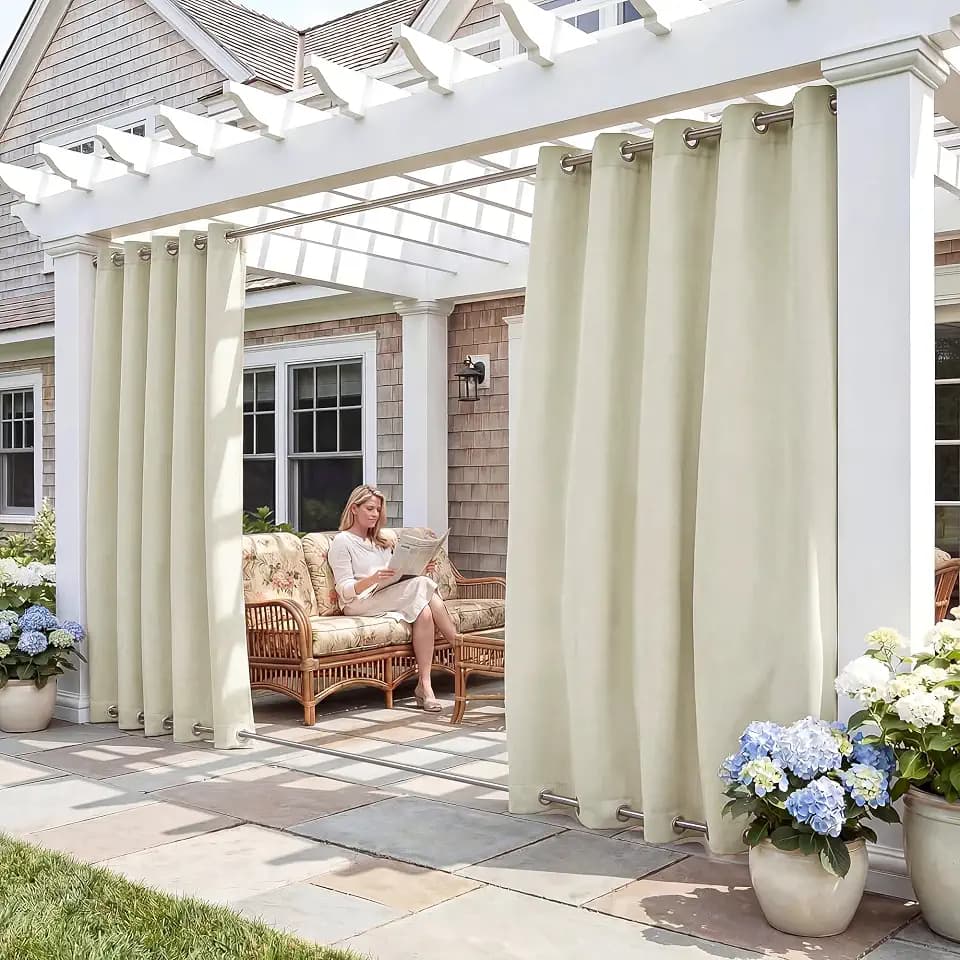 RYB HOME 2 Panels Outdoor Curtains for Patio Waterproof Weighted Windproof