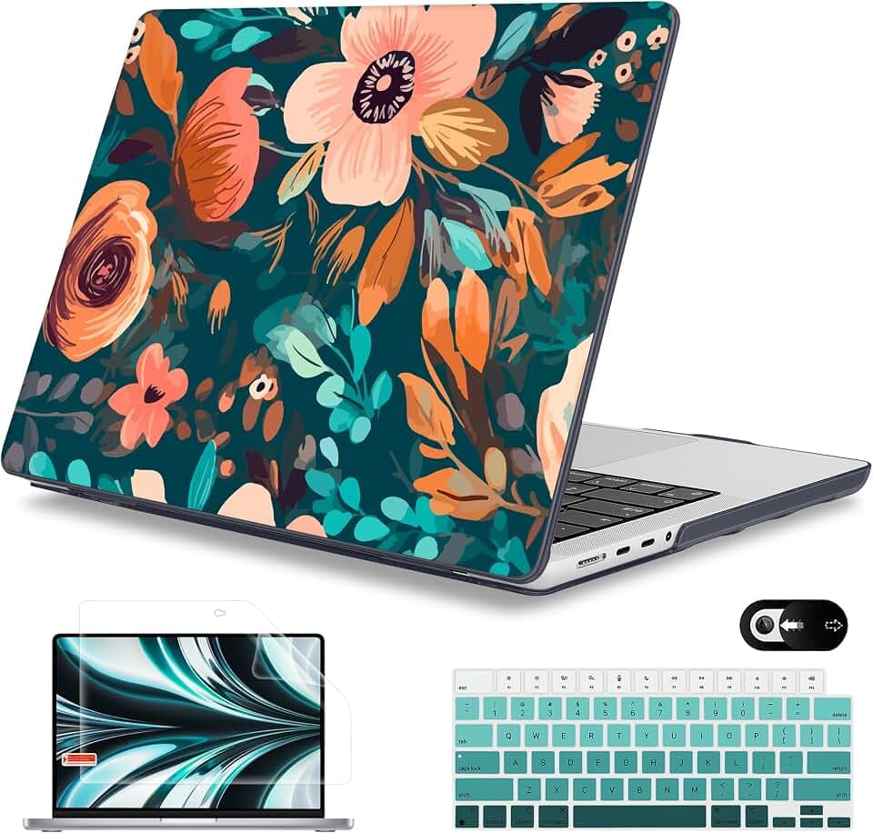 Mektron Case for M5 MacBook Pro 14 inch 2026 Model A3427 A3426 Fit 2025-2021 Model A3434 A3112 M4 A3112 A3401 A3185 M3 A2918 A2992 M2 A2779 M1 A2442 Pro/Max Cover for MacBook Pro 14", Abstract Florals
