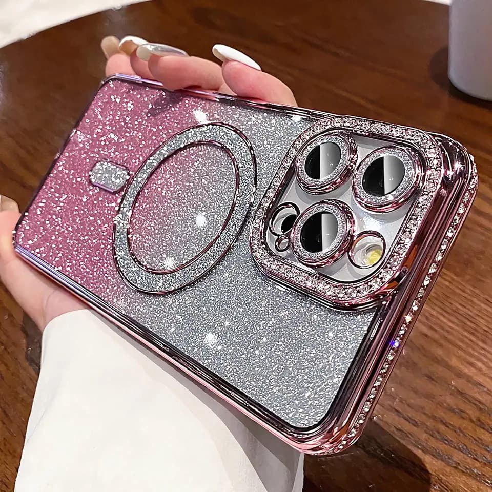 LXK Magnetic Glitter for iPhone 17 Pro Case with Camera Protector