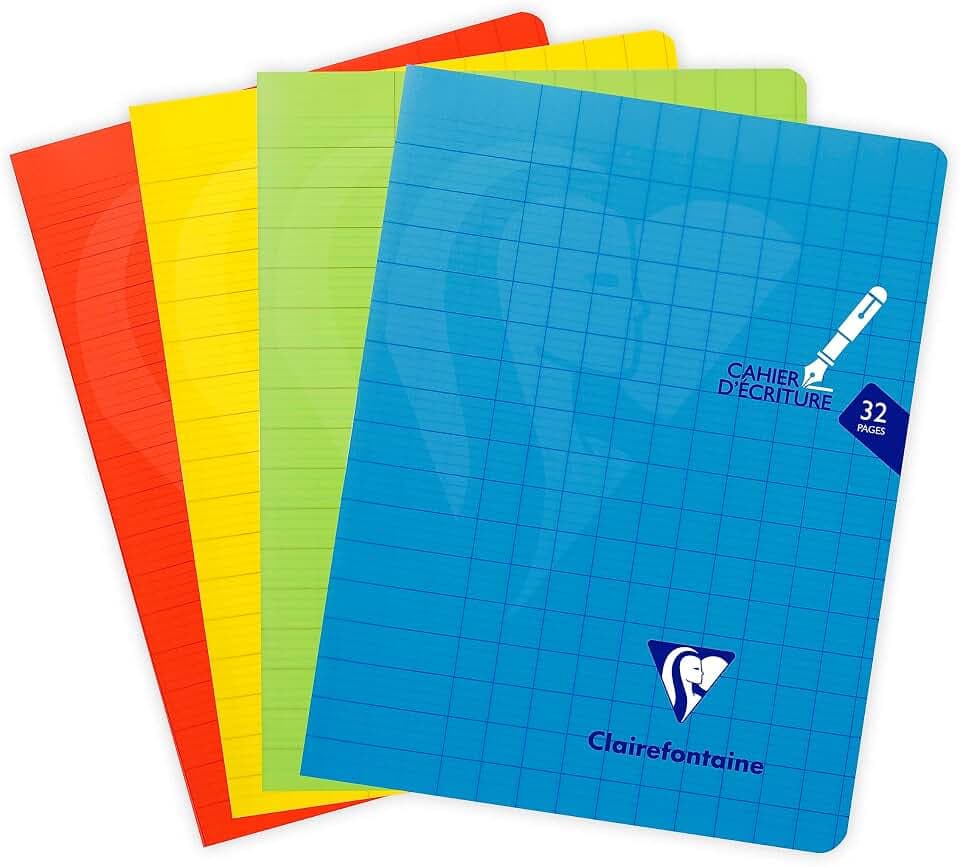 Clairefontaine 303796AMZC - Packung mit 5 Heften Mimesys, 17x22 cm, 16 Blatt 90g, französische Lineatur 3 mm vergrößert12/12, Einband aus Polypropylen, farbig sortiert, 1 Pack