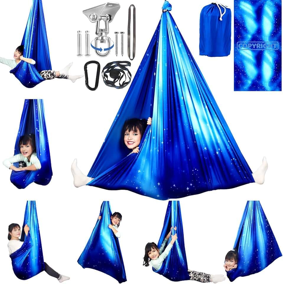 HiCamer Double Layer Sensory Swing for Kids & Adults (Star Blue)