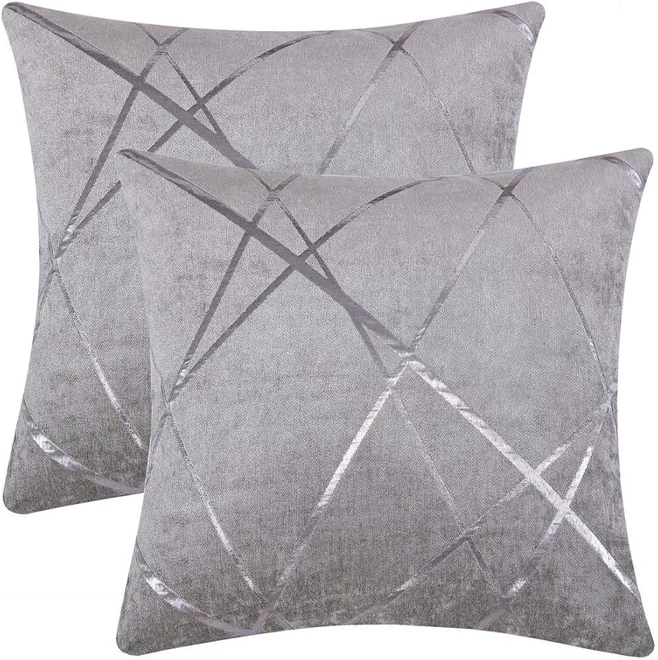 GIGIZAZA Silbergrau Kissenbezug Samt Kissenhülle 45x45cm Kissenbezüge Dekokissen Fall für Sofa Schlafzimmer Wohnzimmer 2er Set