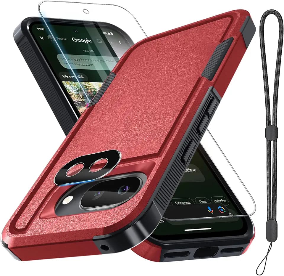 for Google Pixel 10a Case with Lanyard Strap,Red