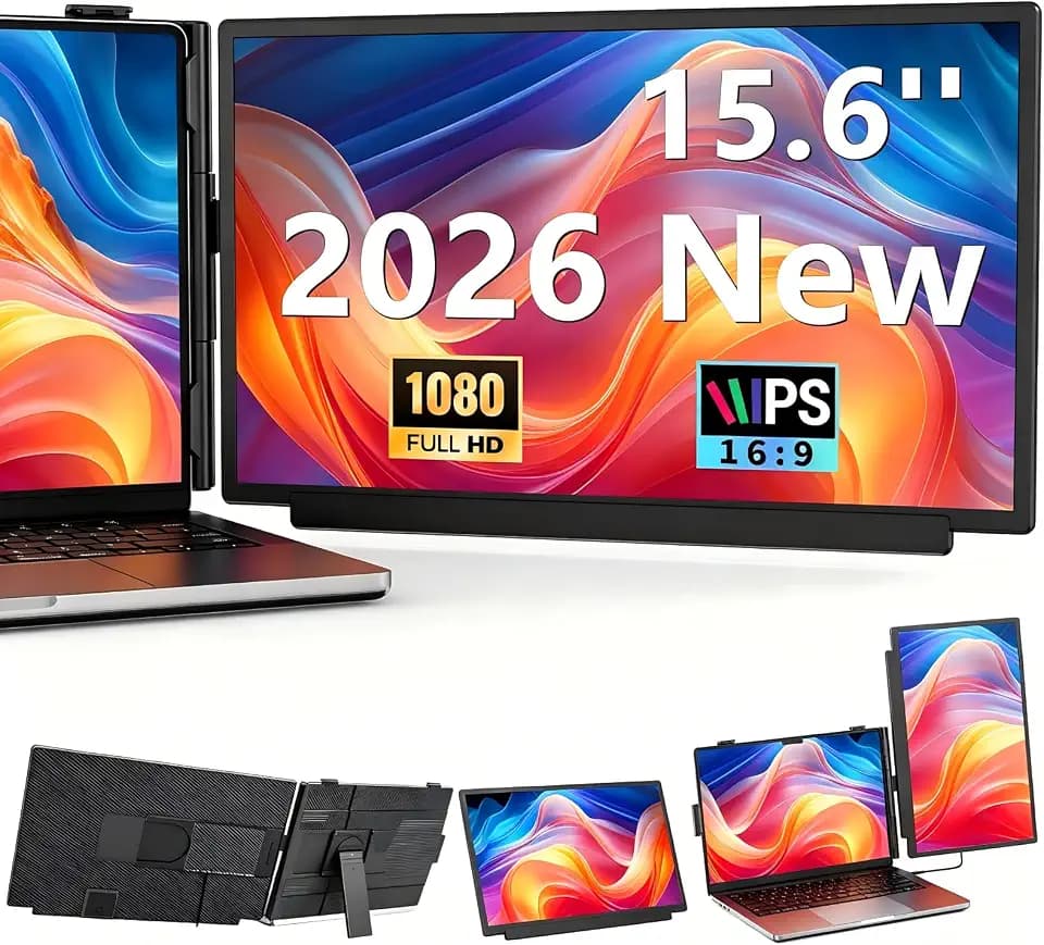 Laptop Screen Extender 15.6 Inch, FHD 1080P IPS Portable Travel Dual Monitor, Slim 0.27'', Plug ang Play Detachable Extended Monitor for 13-17.3'' Laptops, Compatible with Mac,Wins, Android,Chrome