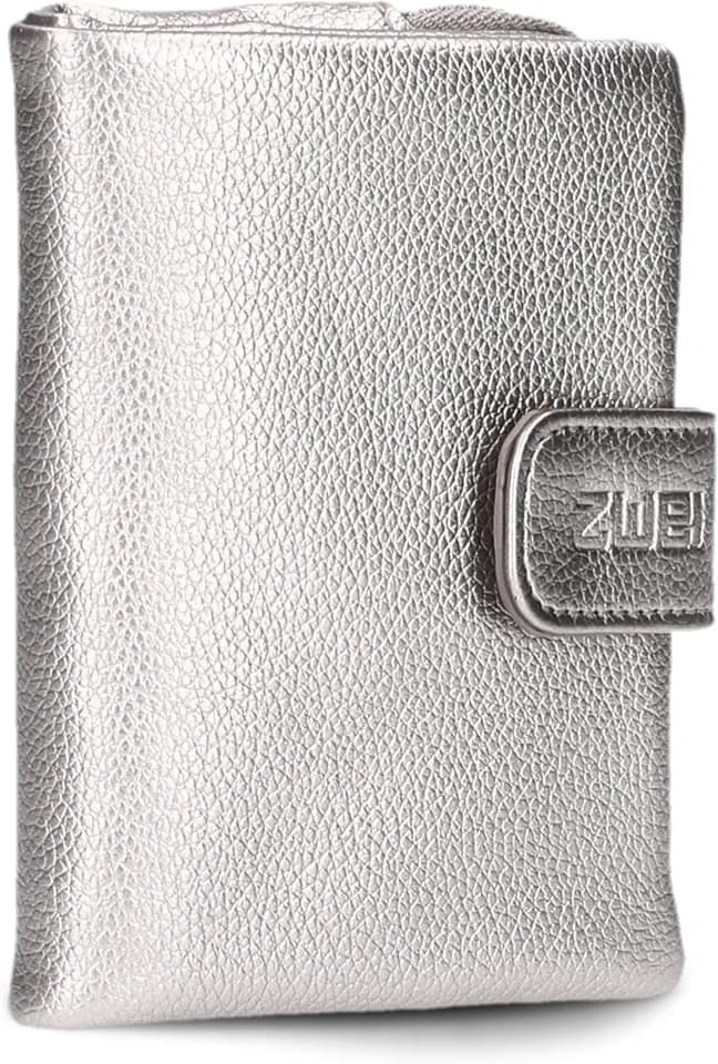 Zwei kleine Damen Geldbörse M.Wallet MW5 Portemonnaie aus weichem Kunstleder, Geldbeutel mit Druckknopf & Reißverschluss-Münzfach, 6 Kartenfächern, 4 Einsteckfächern, 1 Scheinfach