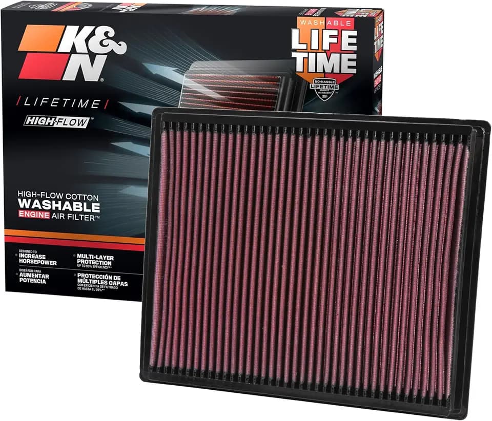 K&N High-Flow Original Lifetime Engine Air Filter: Increase Power: Compatible with 2004-2021 Nissan/Infiniti: Pathfinder, Frontier, NV1500, NV2500, NV3500, Armada, Titan, Xterra, QX56, 33-2286