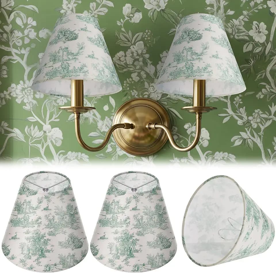 VIHOSE 2 Pcs Small Clip on Lamp Shades, Crane and Human, Green