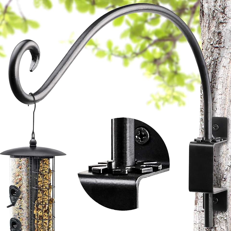 AJART Bird Feeder Hanger Outdoor: 16" Swivel Heavy Duty Wall Mount Bracket