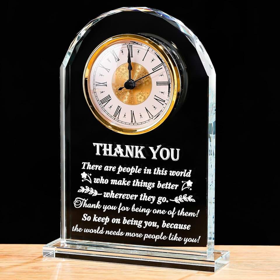 Movdyka Thank You Gifts for Men Crystal Clock Appreciation Plaque