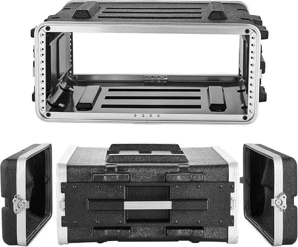 VEVOR 4U Rack Case, Standard 19 in Depth, Server Rack Cabinet with ABS Construction, Recessed Twist Latches, Detachable Front & Back Cover, Easy Installation, for Amplifiers, 18.4 in Internal Depth