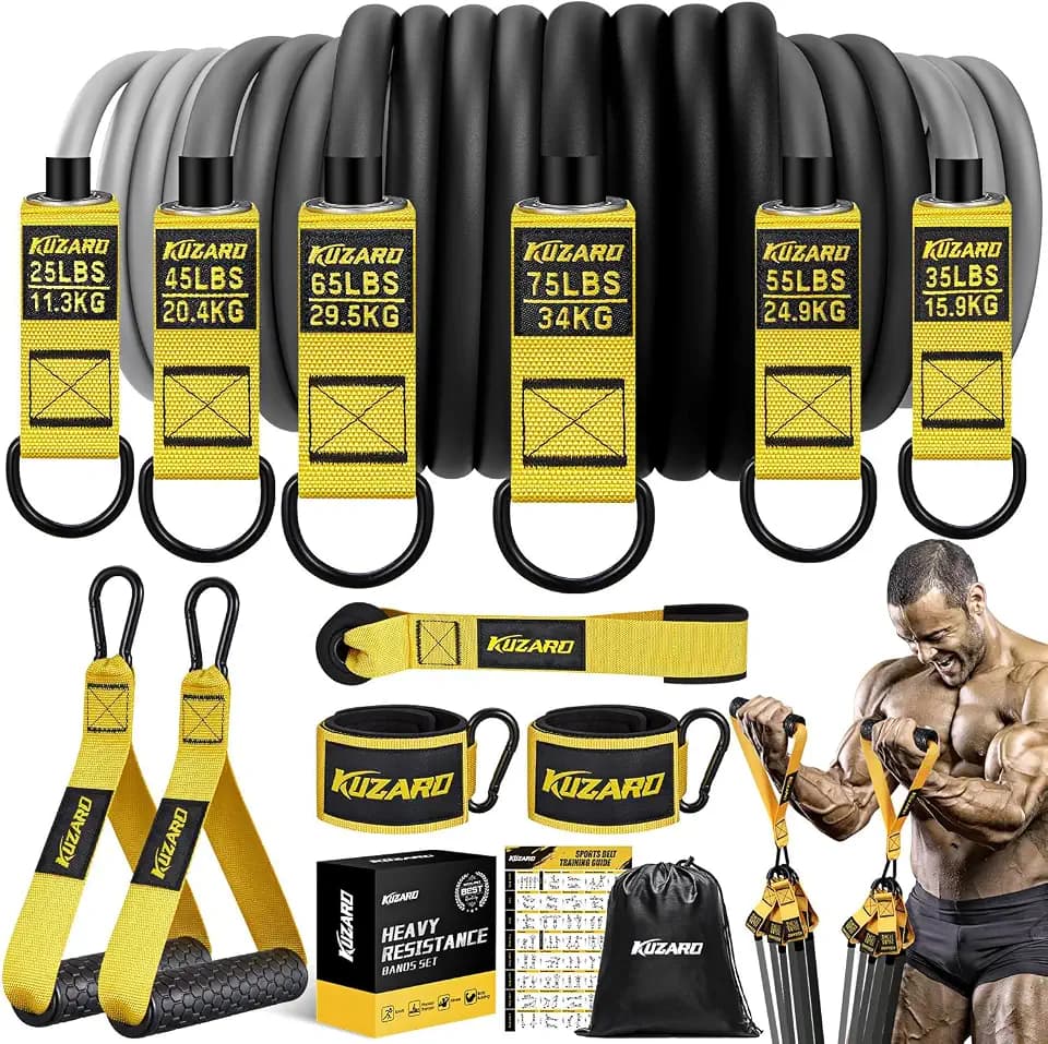 KUZARO Heavy Resistance Bands for Working Out, 300lbs/360lbs Heavy Exercise Bands with Handles, Resistance Bands for Men, Weight Bands Set for Muscle Training, Strength, Yoga, Home Workout Equipment