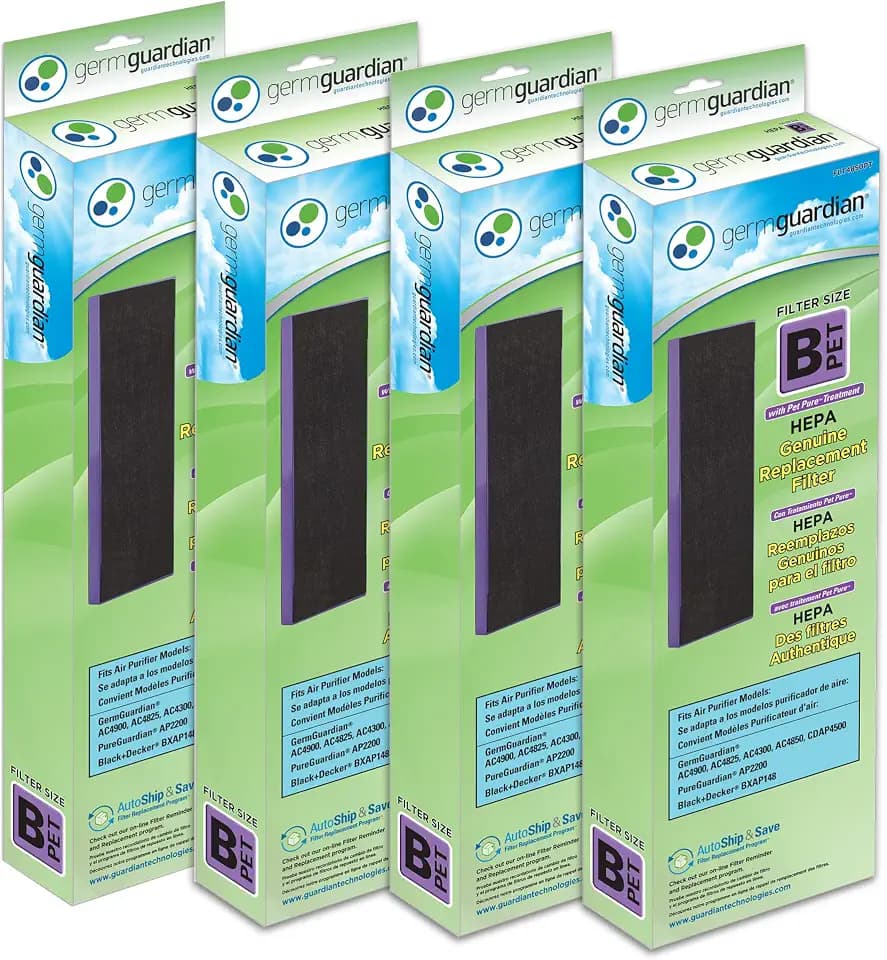GermGuardian Air Filter B, Genuine Toxin Clear HEPA Replacement Air Purifier Filter, Removes 99.97% of Pollutants, Common VOCs, Household Toxins, AC4825, AC4300, AC4880, AC4900, CDAP4500, FLT4825VO