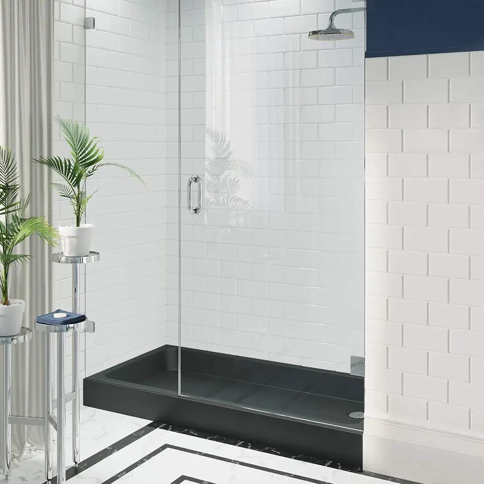 Swiss Madison Voltaire Shower Base, 60 x 32, Acrylic, Black, Right Hand Drain