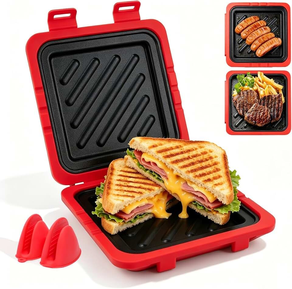 Microwave Sandwich Maker, Non-Stick Microwave Grill for Grilled Cheese
