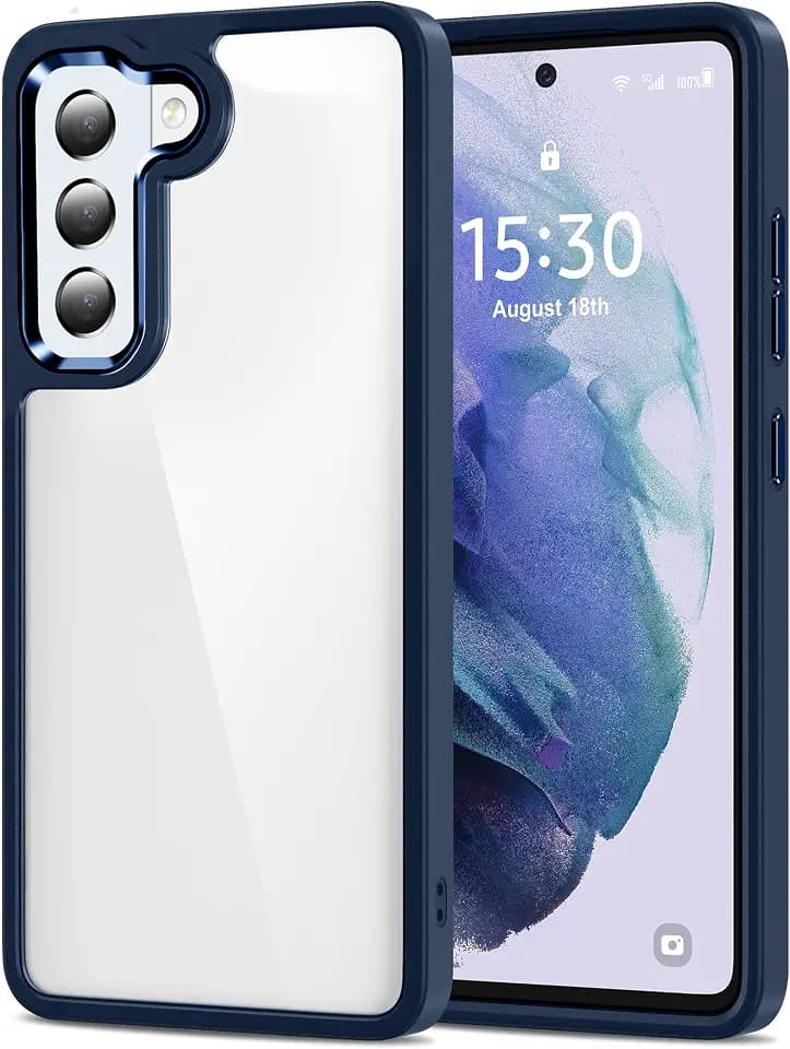 HOOMIL Crystal Clear Hülle für Samsung Galaxy S21 5G 6,2 Zoll, Nie Vergilbung Transparent - Blau
